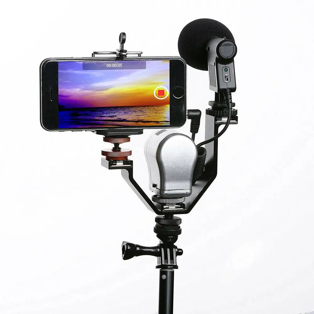V 모양 트리플 마운트 핫 슈 플래시 브래킷, Spee - Photography Lighting Description 리뷰 및 가격